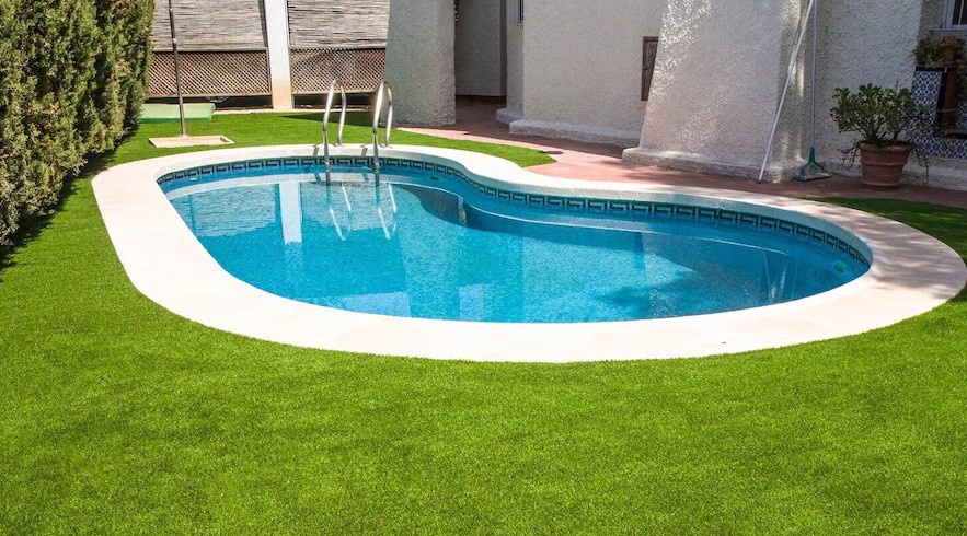 artificial grass around a pool